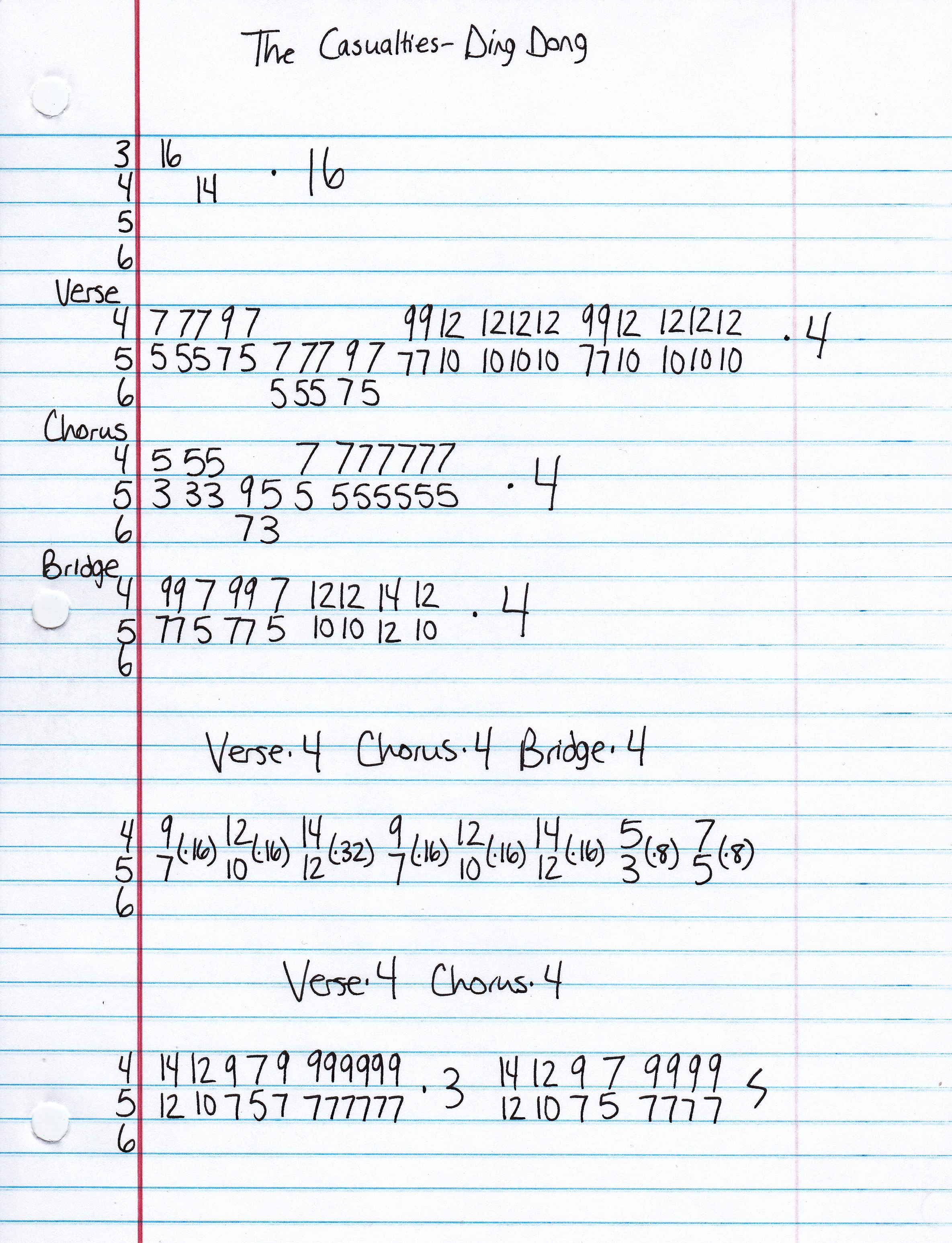 High quality guitar tab for Ding Dong by The Casualties off of the album On The Front Line. ***Complete and accurate guitar tab!***